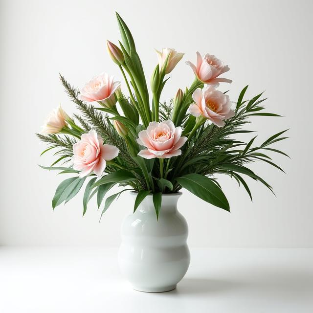 Arrangement floral moderne et asymétrique.